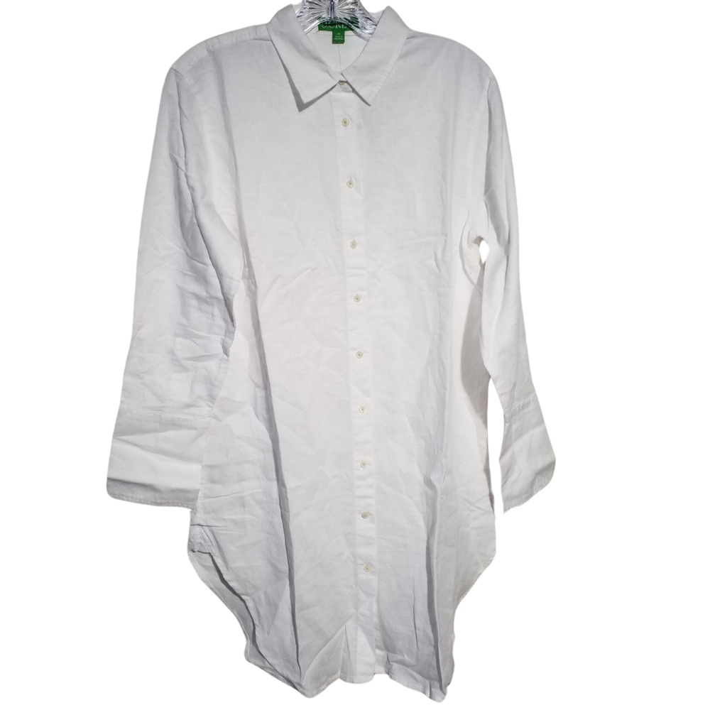 J Crew Womens Relaxed Fit Beach Shirt in Linen Cotton Blend White Size XS